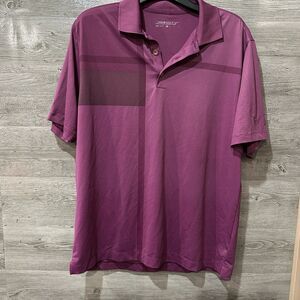 Nike Golf Dri Fit Purple Polo Mens Large Short Sleeve Abstract Pattern Golf